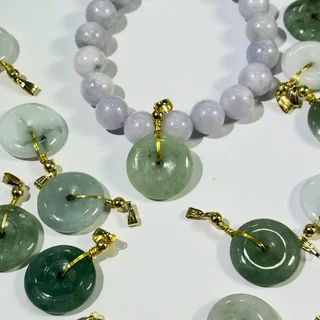 บีดิสหยกโดนัทพม่าแท้ Jade Donut มีให้เลือก 8 สี ห่วงชุบทอง 18K (ภาพที่ 2)