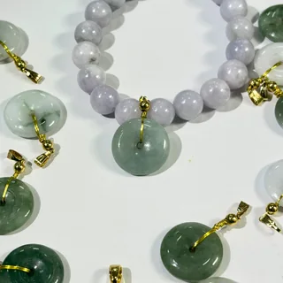 บีดิสหยกโดนัทพม่าแท้ Jade Donut มีให้เลือก 8 สี ห่วงชุบทอง 18K (ภาพที่ 3)