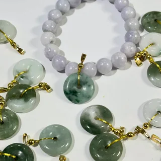 บีดิสหยกโดนัทพม่าแท้ Jade Donut มีให้เลือก 8 สี ห่วงชุบทอง 18K (ภาพที่ 4)