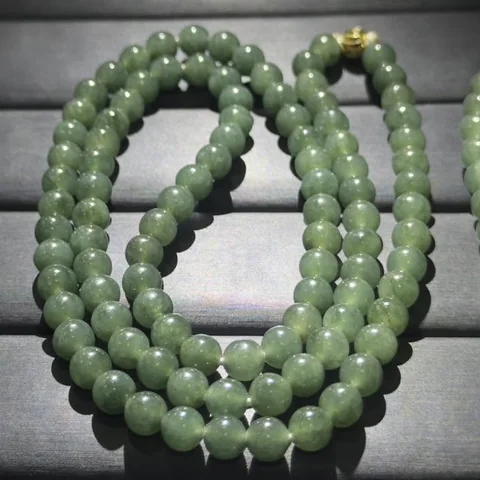 สร้อยคอหยกพม่าแท้ สร้อยคอพระ เม็ด 6 มม. สีเขียวธรรมชาติ (ภาพที่ 4)